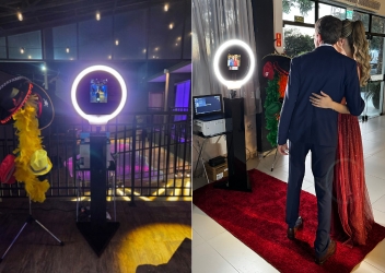 Totem com ring light para fotos em eventos