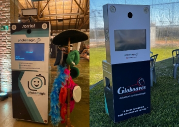 Totem fotográfico interativo para festas e casamentos